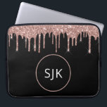 Glitzer Tropfen Rosa Rose Gold Monogramm Laptopschutzhülle<br><div class="desc">Blush Pink - Rose Gold und Black Imitats Glitzer und sparkle Elegant Mit Monogramm Initials Case. Dieser Fall kann so angepasst werden,  dass er Ihren Anfangs- und Vornamen enthält.</div>