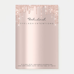 Glitzer-Tropfen-rosa Rosen-Goldnamen-Adresse Post-it Klebezettel