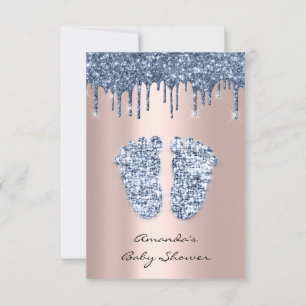 Glitzer Tropfen Rose Blue Baby Boy Dusche Feet Einladung