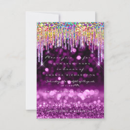 Glitzer Tropfen Rose Bridal 16. Rainbow Lila Einladung