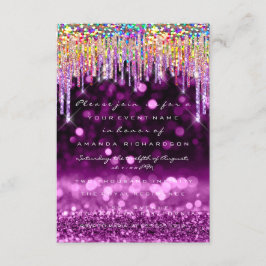 Glitzer Tropfen Rose Bridal 16. Rainbow Lila Einladung