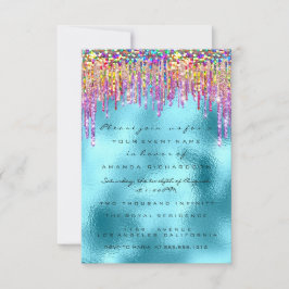 Glitzer Tropfen Rose Bridal 16. Rainbow Ocean Einladung