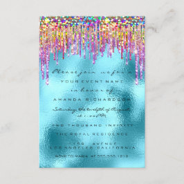 Glitzer Tropfen Rose Bridal 16. Rainbow Ocean Einladung