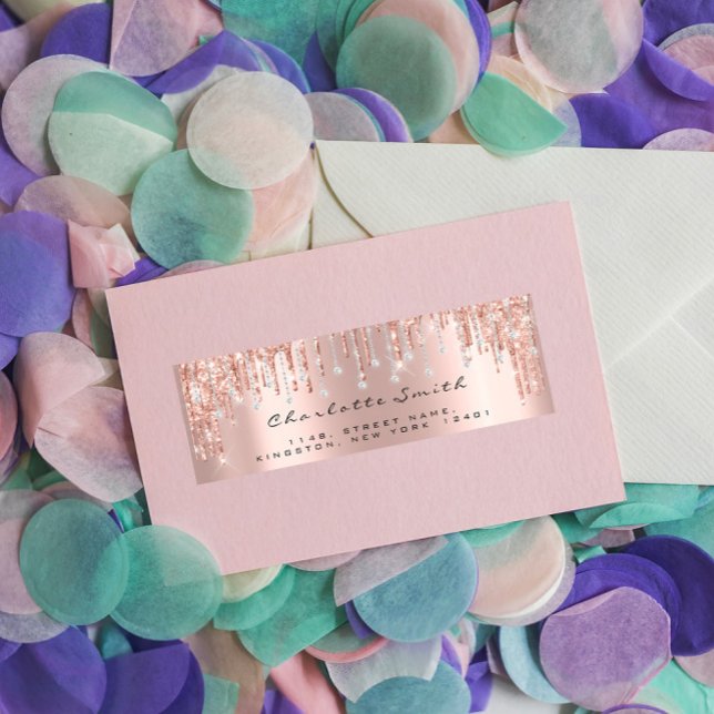 Glitzer Tropfen Rose Diamond Rücksendeadressen-Auf (Von Creator hochgeladen)