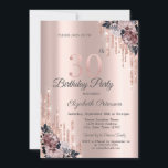 Glitzer Tropfen Rose Gold Blume 30. Geburtstag Einladung<br><div class="desc">Moderne,  schicke und glamouröse Rose Gold Glitzer Tropfen und Blume auf einer Rose goldenen Hintergrund.</div>