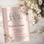 Glitzer Tropfen Rose Gold Blume 50. Geburtstag Einladung<br><div class="desc">Eleganter Glitzer Tropfen auf einer Rose goldener Hintergrund.</div>