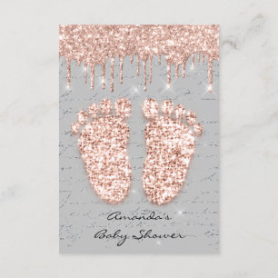 Glitzer Tropfen Rose Gray Baby Dusche Feet Einladung