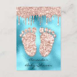 Glitzer Tropfen Rose Ocean Baby Dusche Feet Einladung