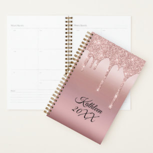 Glitzer-Tropfen-Roségold personalisiert Planer