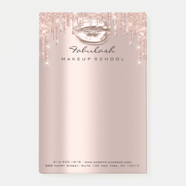 Glitzer Tropfen Rosenstadt Name Makeup Kiss Post-it Klebezettel (Vorderseite)
