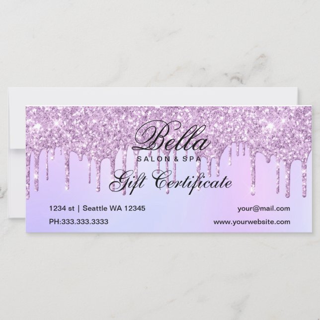 Glitzer-Tropfen-Salon und Geschenkgutschein für We (Vorderseite)