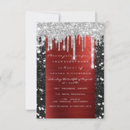 Glitzer Tropfen Silver Red Black Bridal Sweet 16. Einladung