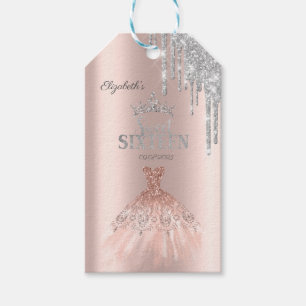 Glitzer Tropfen Tiara, Dress Rose Gold Sweet 16 Geschenkanhänger