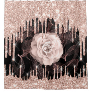 Glitzer Tropfens Blume Diamond Rose Parkplatz Schw Duschvorhang