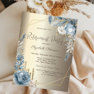 Glitzer Tropfens Champagne Gold Blue Rose Rahmen Einladung