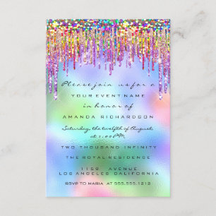 Glitzer Tropfens Rose Bridal 16. Rainbow Holograph Einladung