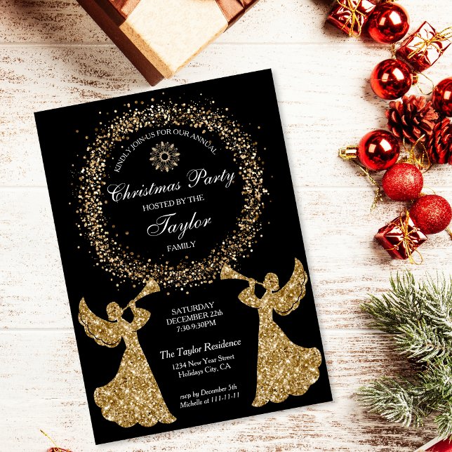 Glitzer Trumpf Angel Weihnachts-Corporate Party Einladung (Von Creator hochgeladen)