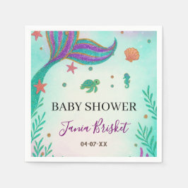 Glitzer Turquoise Mermaid Babydusche Serviette