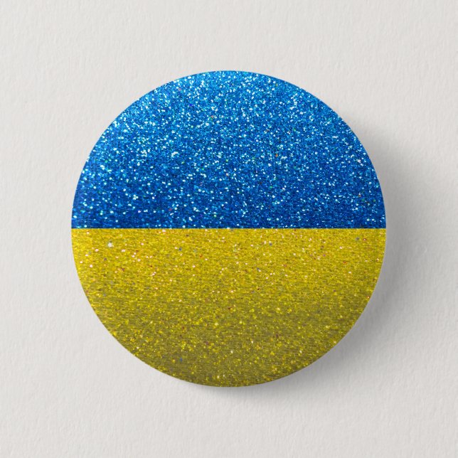 Glitzer Ukrainische Flagge der Ukraine Mode Stilvo Button (Vorderseite)