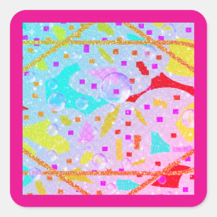 GLITZER- UND BUBBLES-DESIGNPASTELS ART QUADRATISCHER AUFKLEBER