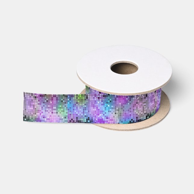 Glitzer und Glitzern mit lila und grüner Geometrie Satinband (Spule)