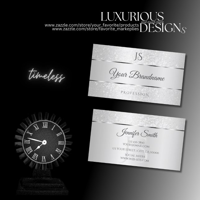 Glitzer und Initialen aus hellem Silber-Sparkle Visitenkarte (Von Creator hochgeladen)