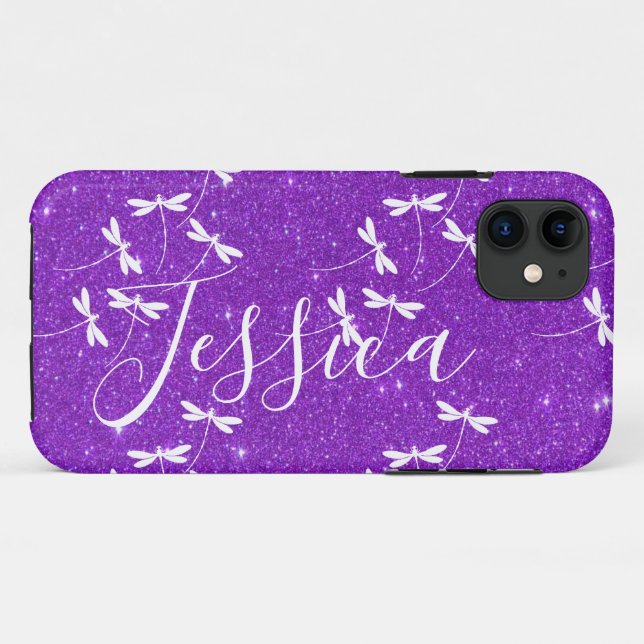 Glitzer und Libellen personalisiert Case-Mate iP iPhone Hülle (Rückseite (Horizontal))