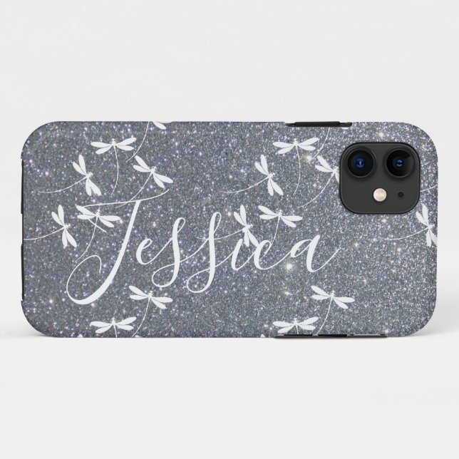 Glitzer und Libellen personalisiert Case-Mate iP iPhone Hülle (Rückseite (Horizontal))