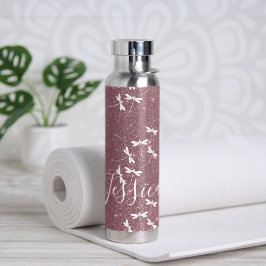 Glitzer und Libellen personalisiert Trinkflasche