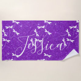 Glitzer und Libellen personalisierte Badetücher Strandtuch