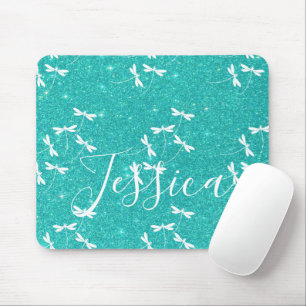 Glitzer und Libellen, personalisierte Maus-Pad Mousepad