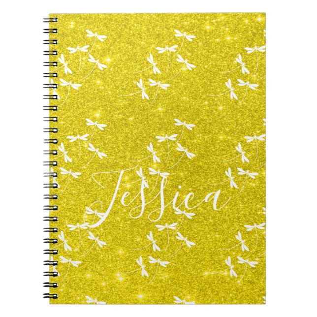 Glitzer und Libellen personalisiertes Notizbuch Notizblock (Vorderseite)
