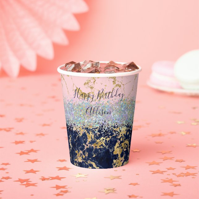 Glitzer und Marmor personalisiert Pappbecher (Insitu)