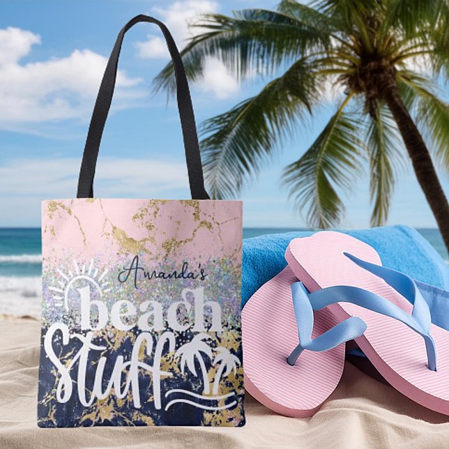 Glitzer und Marmor personalisierte Strandartikel Tasche (Von Creator hochgeladen)