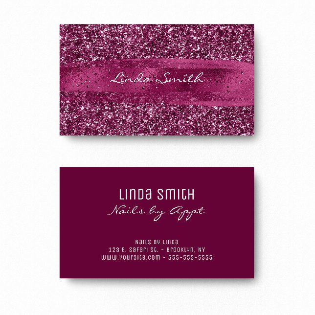 Glitzer und Pinselstrich Visitenkarte (Wine Glitter and Brush Stroke Business Card)