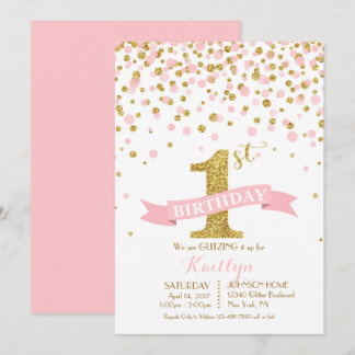 Glitzer und Rosa Sprinklen Moderne Geburt Einladung