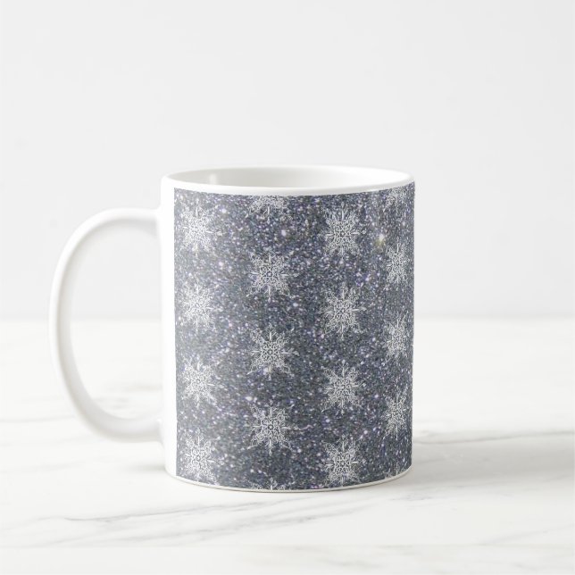 Glitzer und Schneeflocken Kaffeetasse (Links)