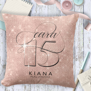 Glitzer und Shine Quinceanera Rose Gold V2 ID701 Kissen
