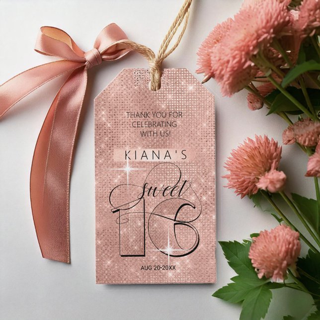 Glitzer und Shine Sweet 16 Rose Gold ID675 Geschenkanhänger (Von Creator hochgeladen)