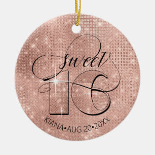 Glitzer und Shine Sweet 16 Rose Gold ID675 Keramik Ornament