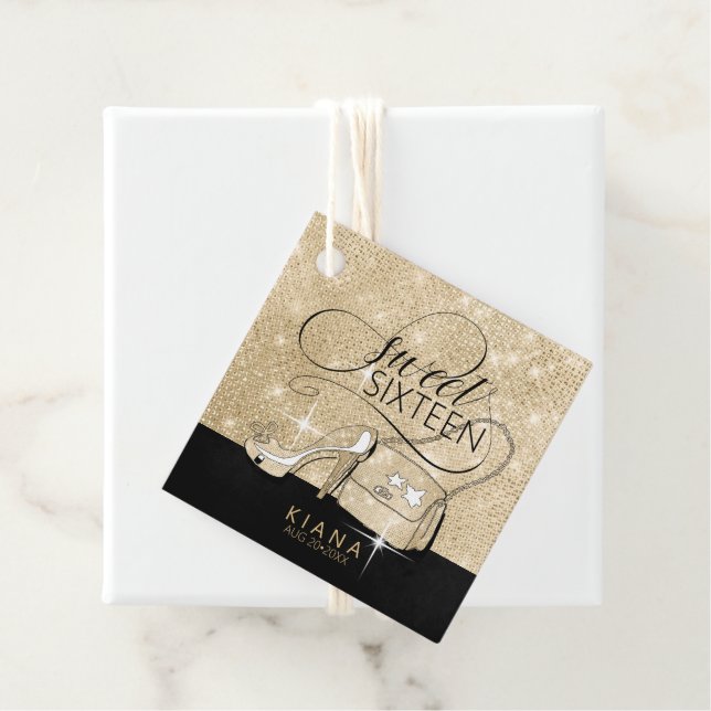 Glitzer und Shine Sweet 16 V2 Black/Gold ID675 Geschenkanhänger (Beispiel)
