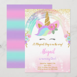 Glitzer Unicorn Geburtstagseinladung Einladung