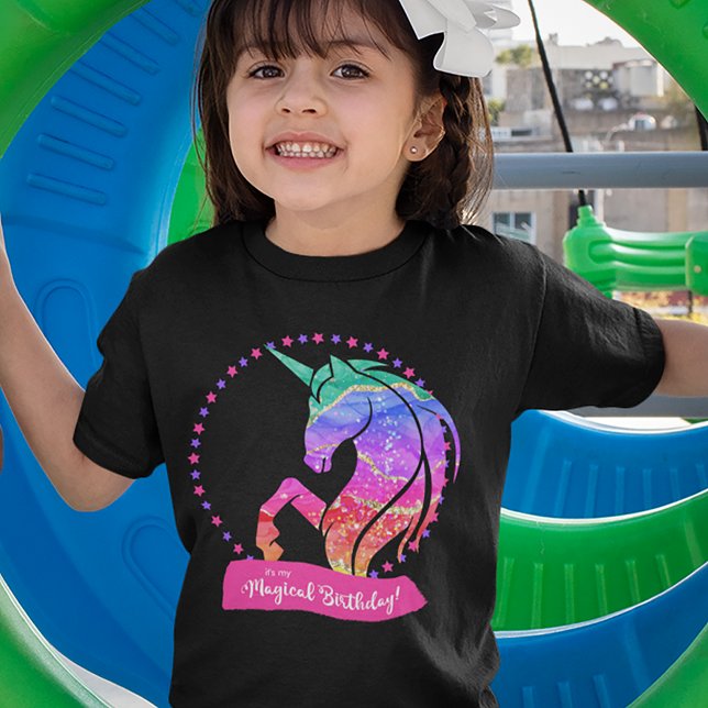 Glitzer Unicorn Rainbow Es ist mein magischer Gebu T-Shirt (Von Creator hochgeladen)