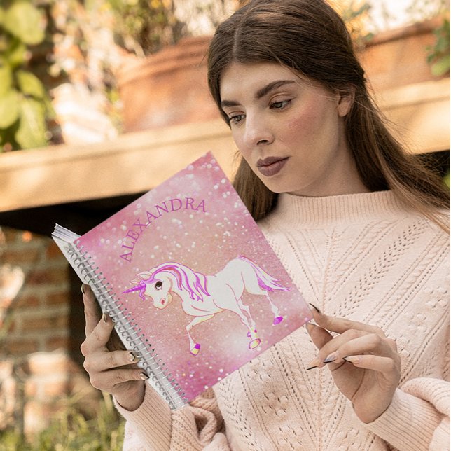Glitzer Unicorn Rosa Niedliche Girl Notizblock (Von Creator hochgeladen)