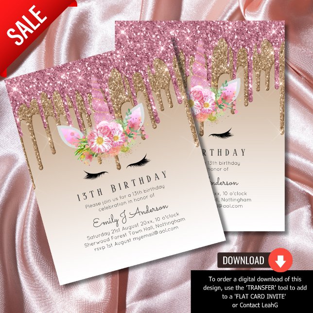 Glitzer Unicorn Rose Gold Rosa Dripping 13. (Von Creator hochgeladen)