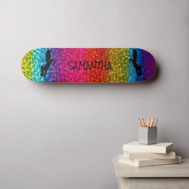 Glitzer Unicorn Skateboard (Wandkunst (Horz))