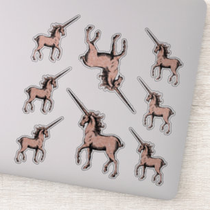 Glitzer Unicorns Trendy Rose Gold Contour Aufkleber