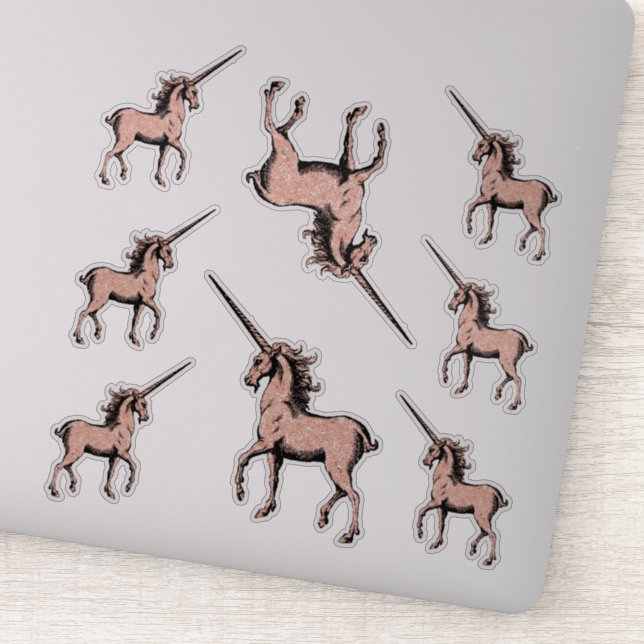 Glitzer Unicorns Trendy Rose Gold Contour Aufkleber (Detail)