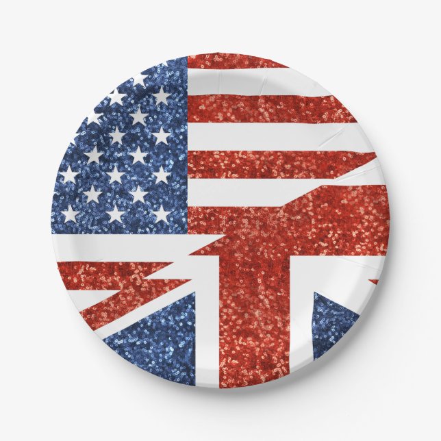 Glitzer usa uk Papier Teller (Vorderseite)