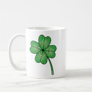 Glitzer Vierblattklee Kaffeetasse